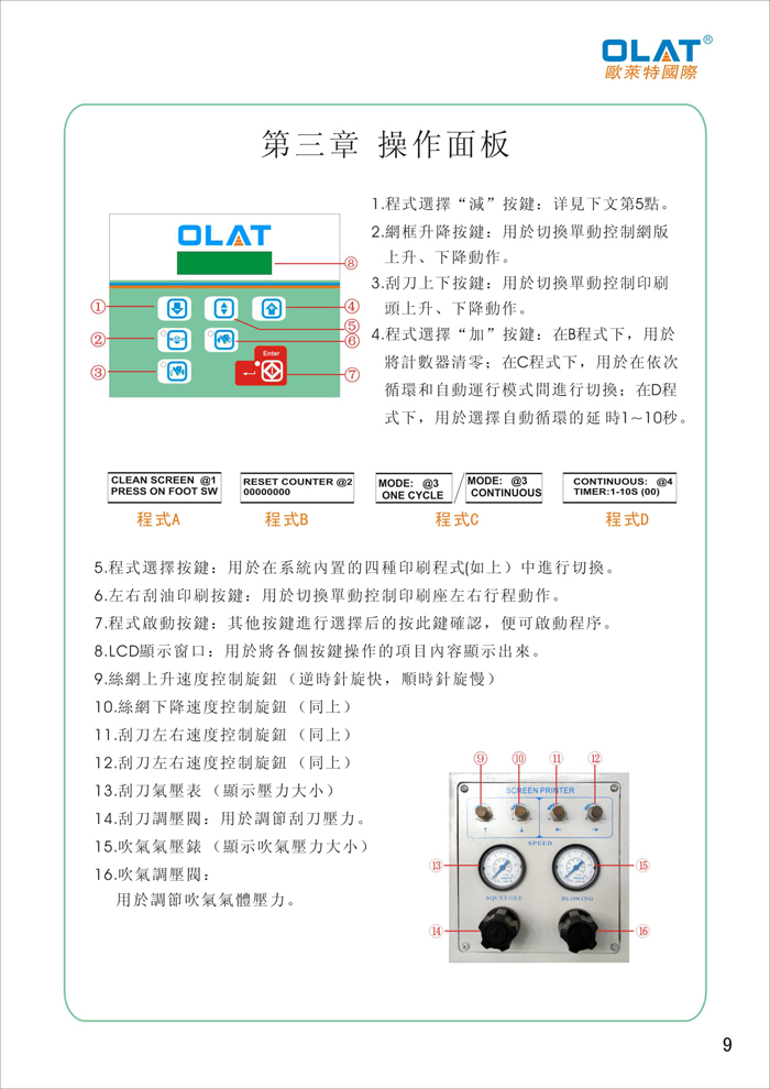 OLAT歐萊特曲面網印機系列操作手冊